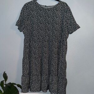 Floral Green and White Dress